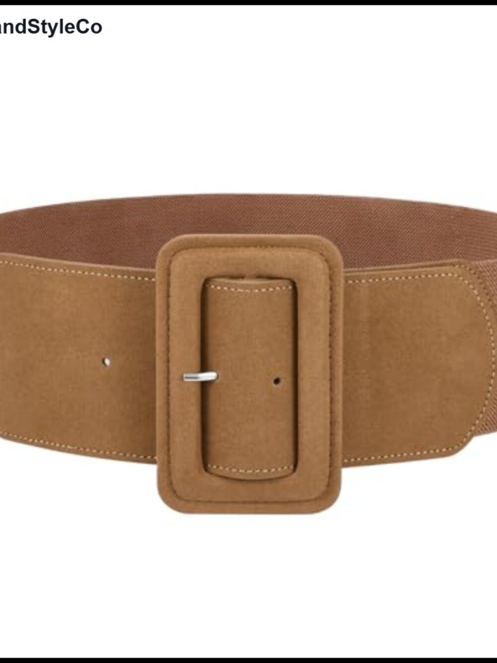 Wide Suede Elastic Belt with Chunky Square Buckle Vintage Stretch